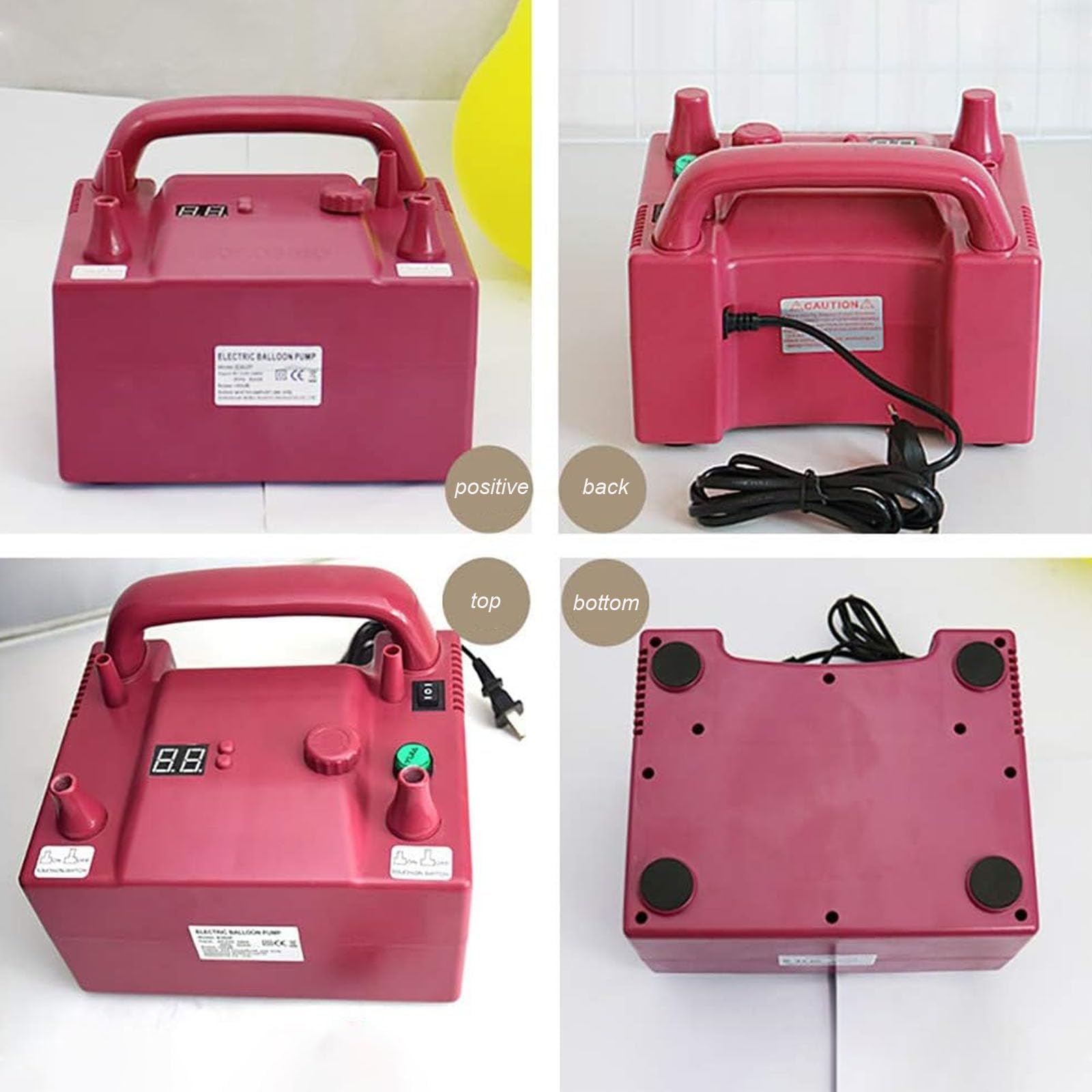 Bomba Eléctrica Para Globos, Inflador De Doble Boquilla 800W Con Velocidad Y Temporizador Ajustables, Inflador Automático Para Globos De Látex Redondos De 5 Pulgadas, Decoración De Boda Cumpleaños