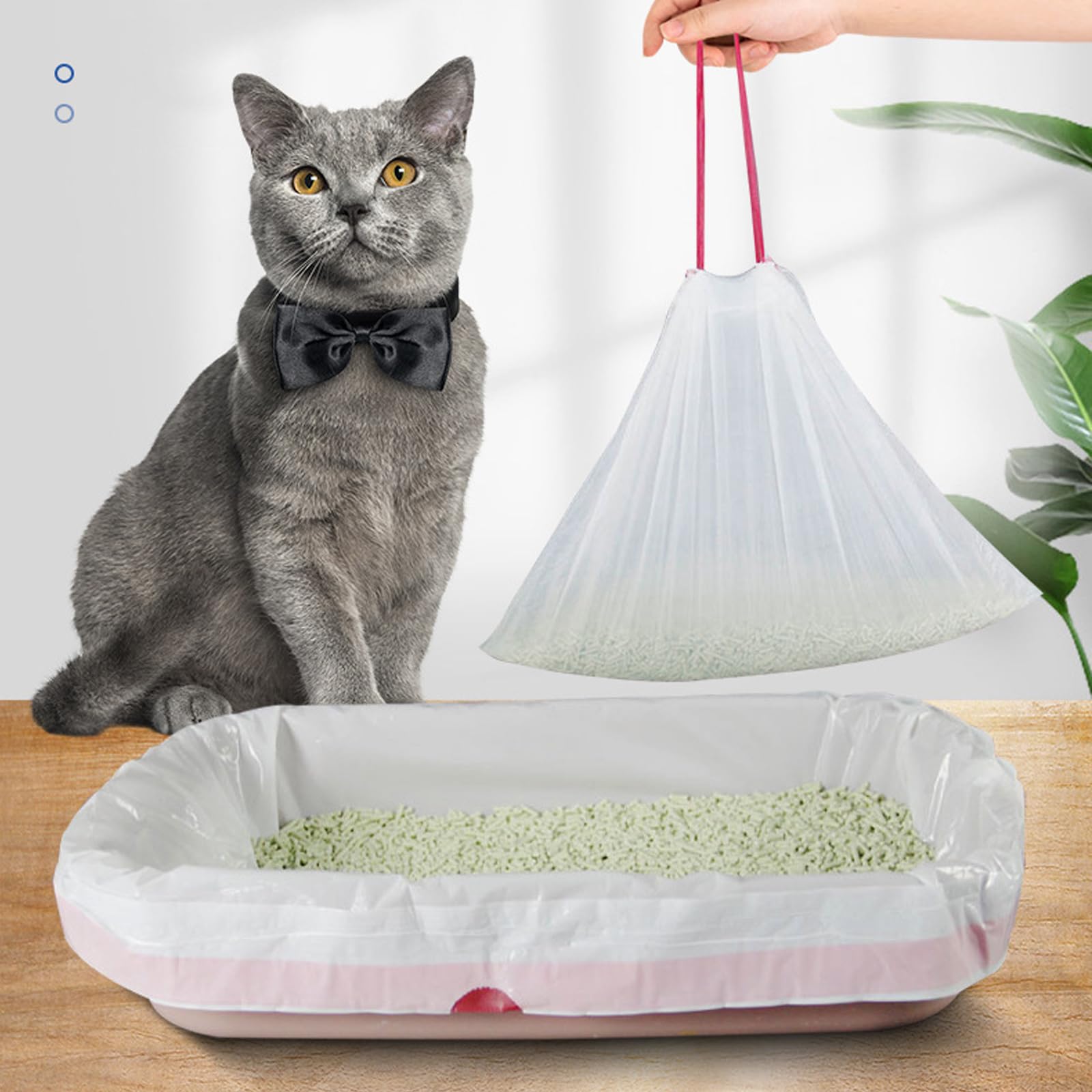 Revestimiento De Caja De Arena Para Gatos Extragrande De 60 Unidades, Bolsas Para Recipientes De Residuos De Arena Para Gatos Para Caja De Arena Para Gatos Autolimpiante,M