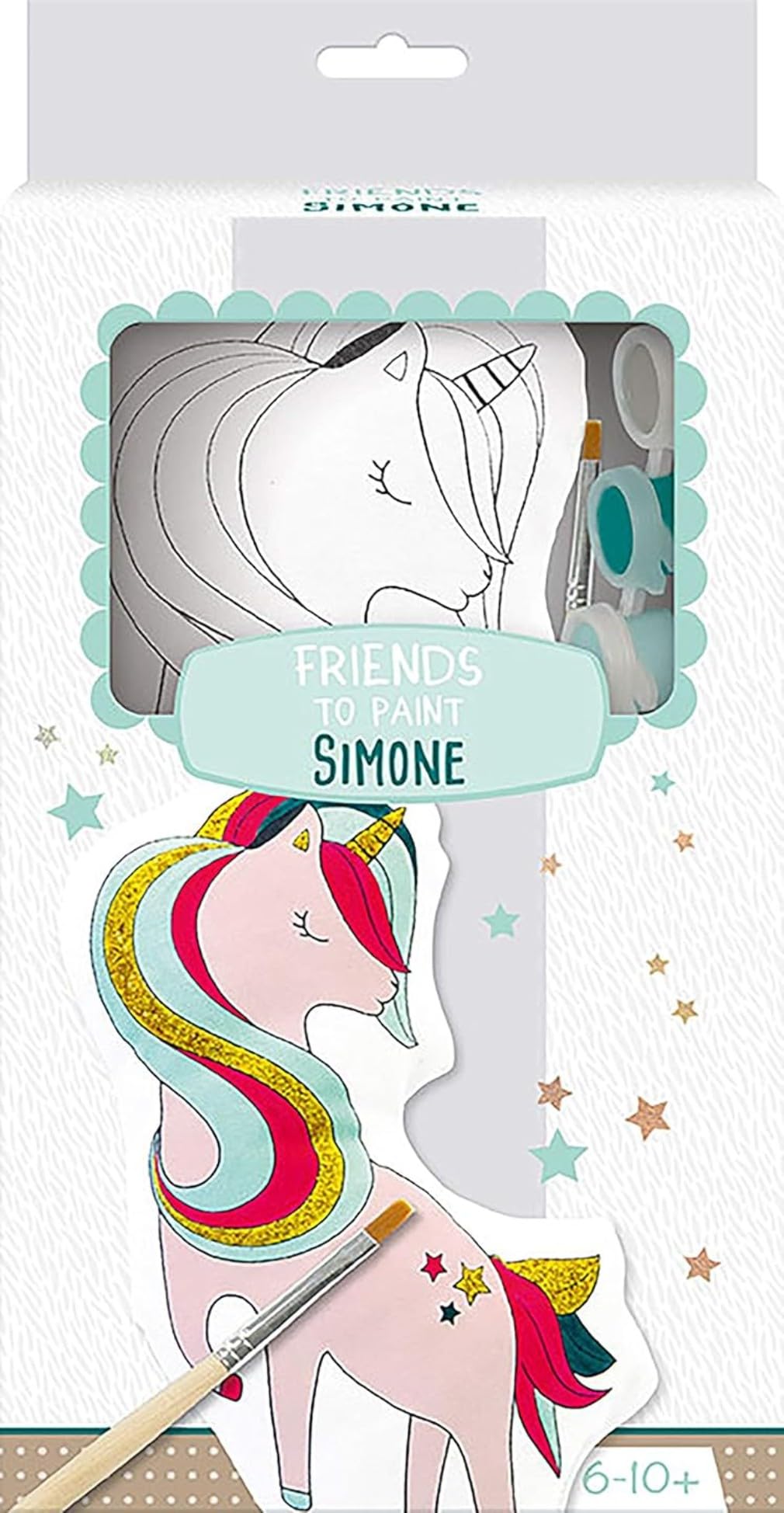 Clairefontaine ES Avenue Mandarine PP035C – Un kit Friends to Paint con un animal de algodón impreso para pintar, Simone la unicornio