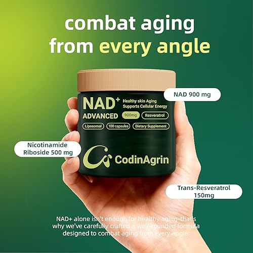 Miniatura 3 de Suplemento NAD+ con resveratrol 900 mg Complejo de dinucleótidos de nicotinamida adenina para reparación de energía celular, apoyo