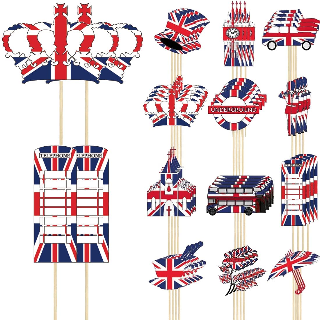 Buy Union Jack Cake Toppers, 56 Piece Queen Jubilee Cake Toppers