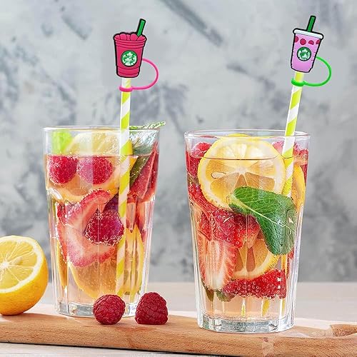 Miniatura 5 de BUKBUVLO Straw Cover Cap Set of 8, Reusable Silicone Straw Topper Compatible with Stanley 30 oz 40 oz Tumbler, 8mm Straw Top Covers for Water Cups