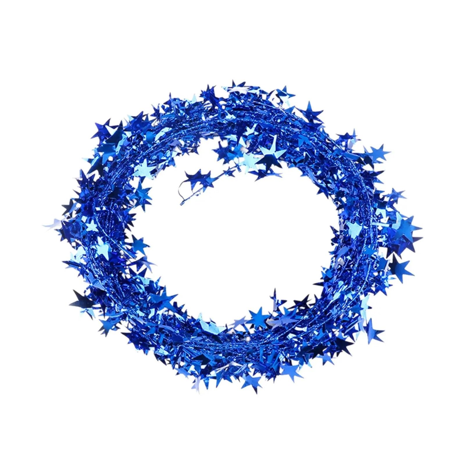 Yeobezn Tinsel Stars Wire Garlands 12PCS Christmas Wreath Reusable Iron Wire Star Vine For Porches Outdoor Party(Blue)
