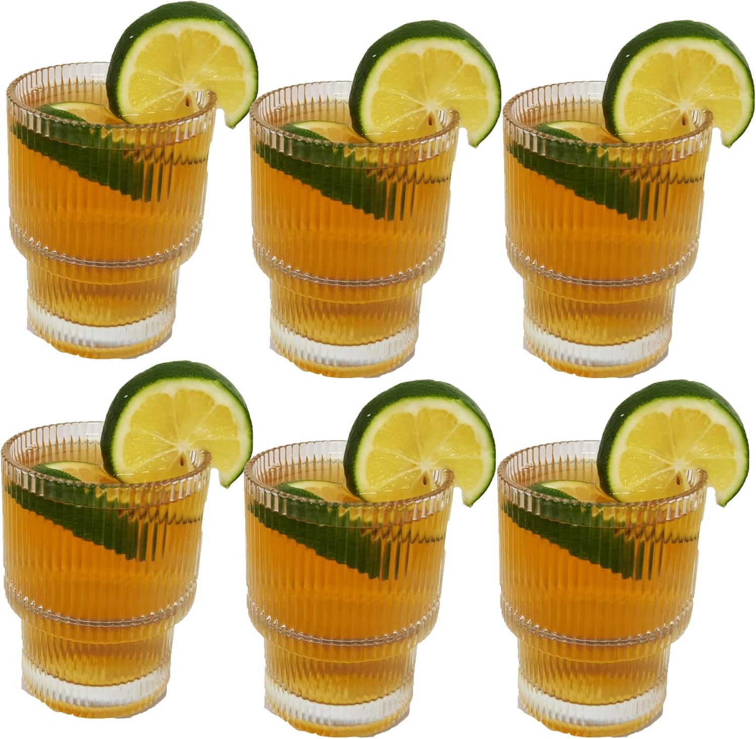 Gugou Ribbed Glassware Stackable Fluted Glasses Unique