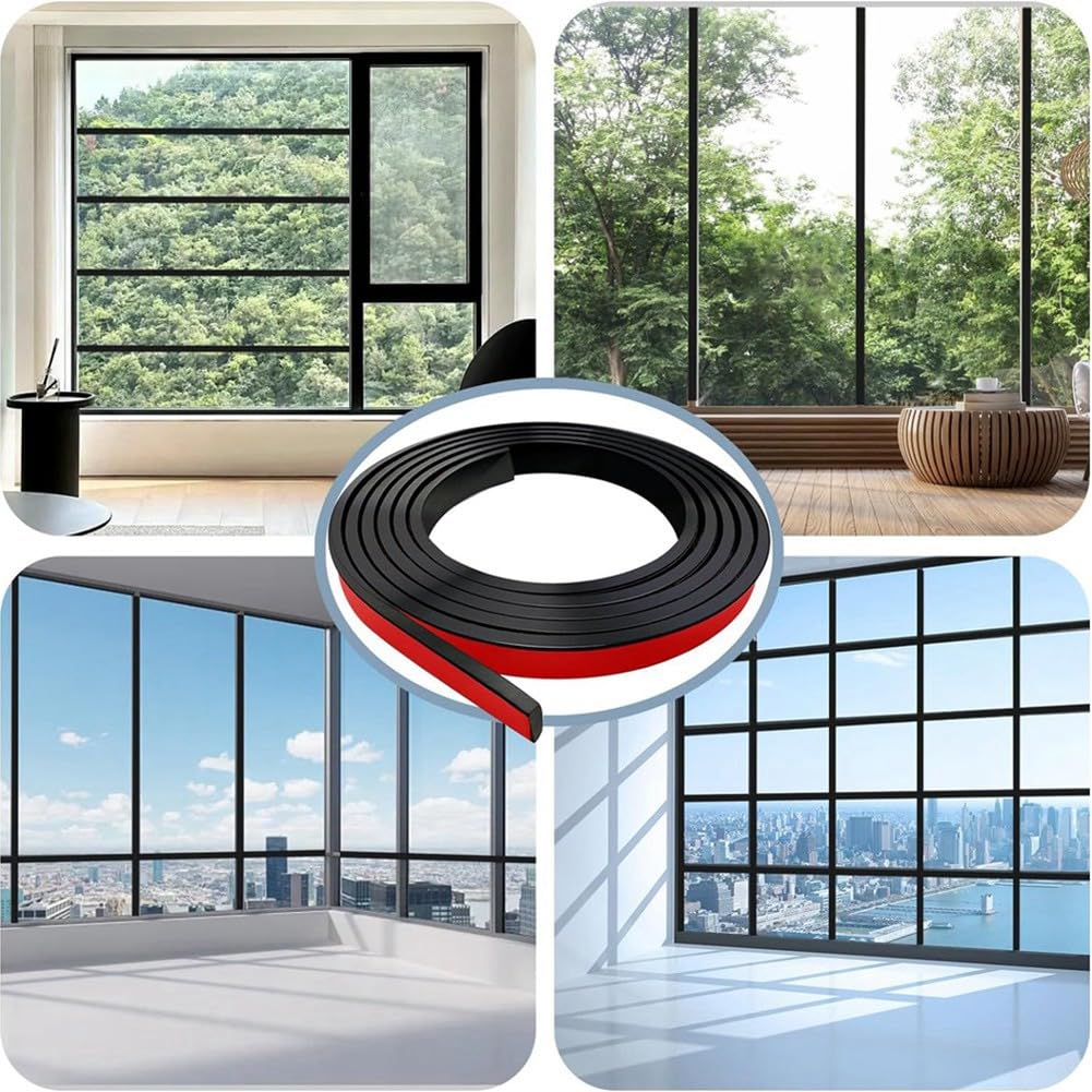Juego de 5 rollos de rejilla para ventana, autoadhesivas, para despegar y pegar, simulado para decoración de ventanas, color negro