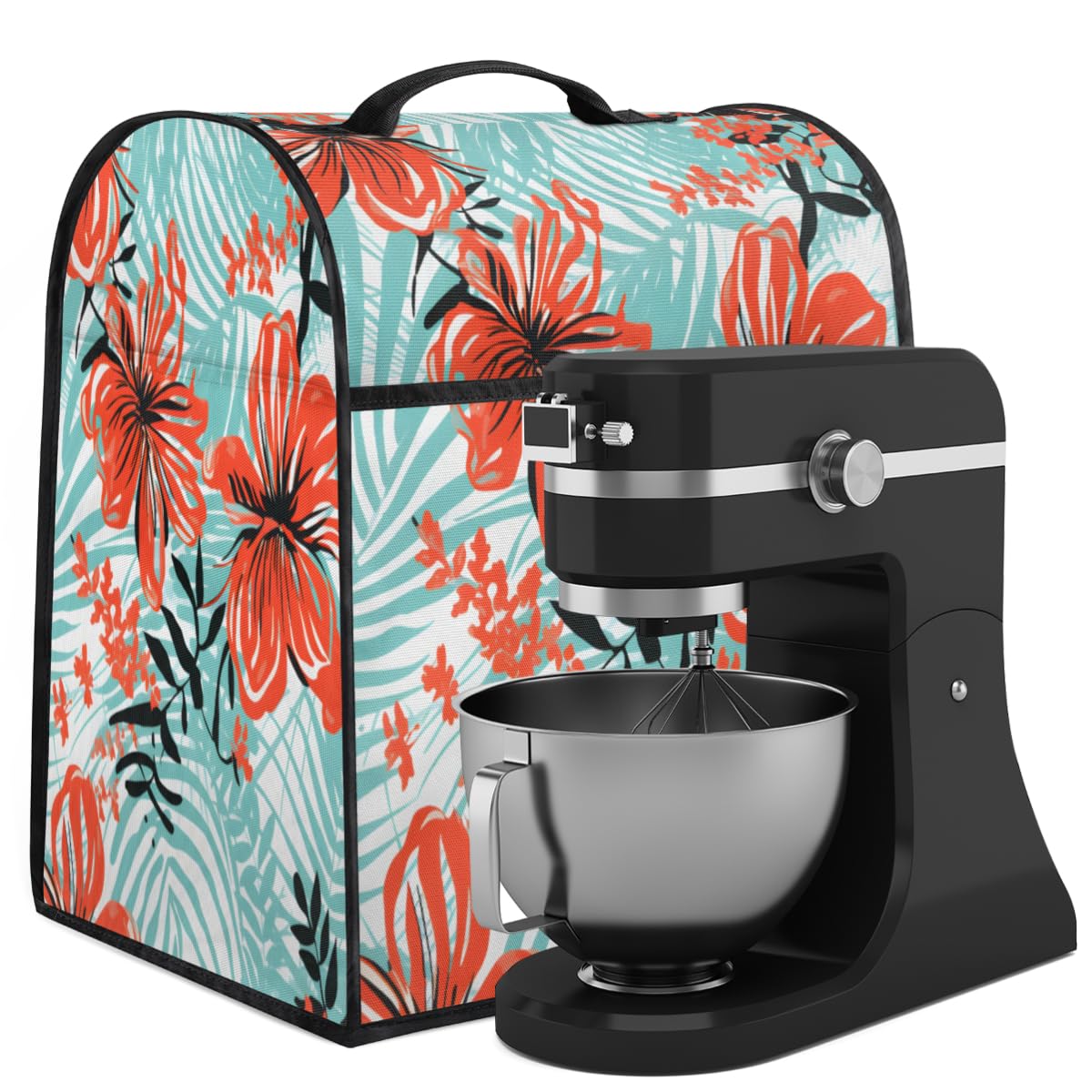 Coffee Maker Cover Tropical Leaf Flower Kitchen Appliance Covers Small Appliance Covers Blender Cover Juicer Cover Dust Covers for Kitchen Appliances with Top Handle and Pockets,Washable,C781