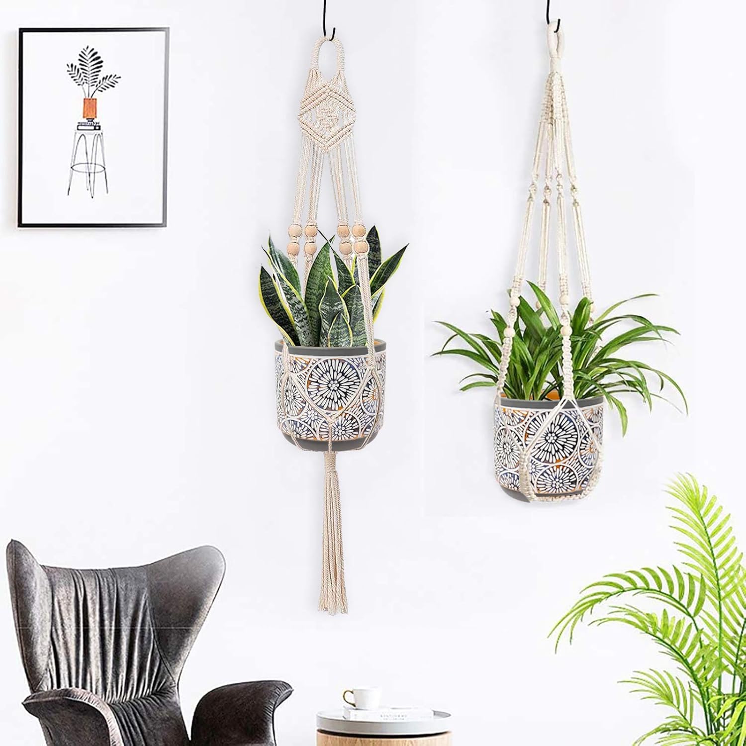 2 Pack Ceramic Plant Pots, Vivimee 5 Inch Flower Pot Set, Planter Set with Drainage Hole for Indoor Plants, Cactus, Succulent, Snake Plants, Bamboo, Clay Pottery Garden Pots for Outdoor Plants(Gray) : Patio, Lawn & Garden