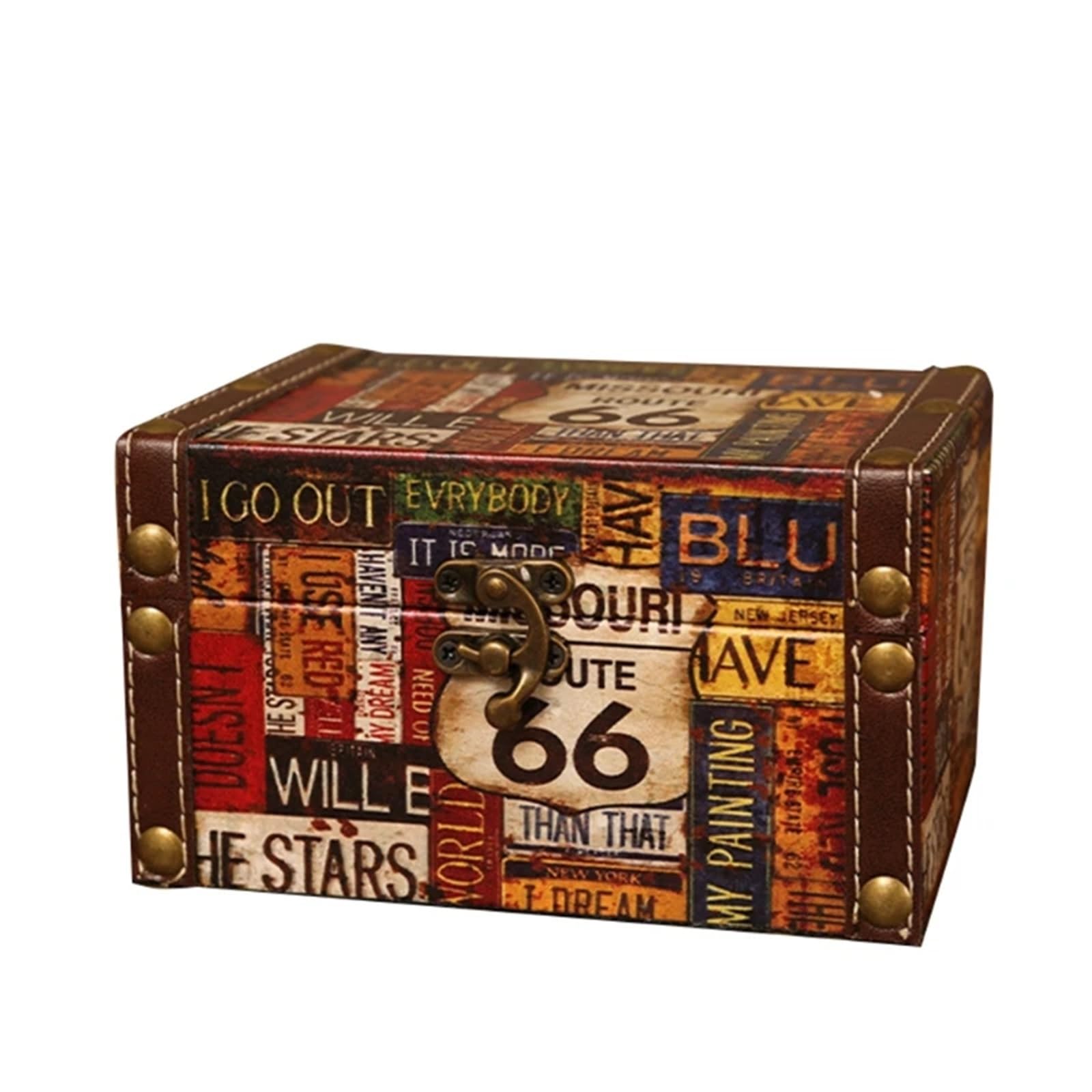 YShiuoL Wooden Storage Box Vintage Jewelry Storage Box Multipurpose Antique Wooden World Map Letters(Color2)