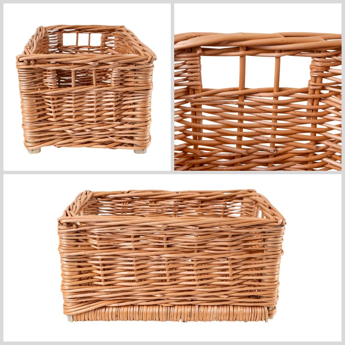 Creative Home 4 x Kleiner Weidenkorb Aufbewahrungskorb | 30 x 20 x 15 cm | (+/- 2 cm) Handgeflochten, Haltbar | Korb Geflochten Naturkorb mit Griffen Aufbewahrung | Für Regal, Werkzeuge, Bad Korb