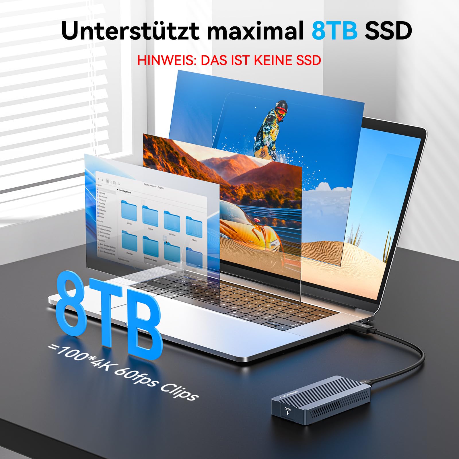 ACASIS TUB405PRO 40Gbps M.2 NVMe SSD Gehäuse mit Kühlungslüfter – kompatibel mit USB4 NVMe Anschluss, unterstützt Thunderbolt 4/3, geeignet für Mac mini M4 und MacBook Pro M5/M5 Max(ohne SSD)