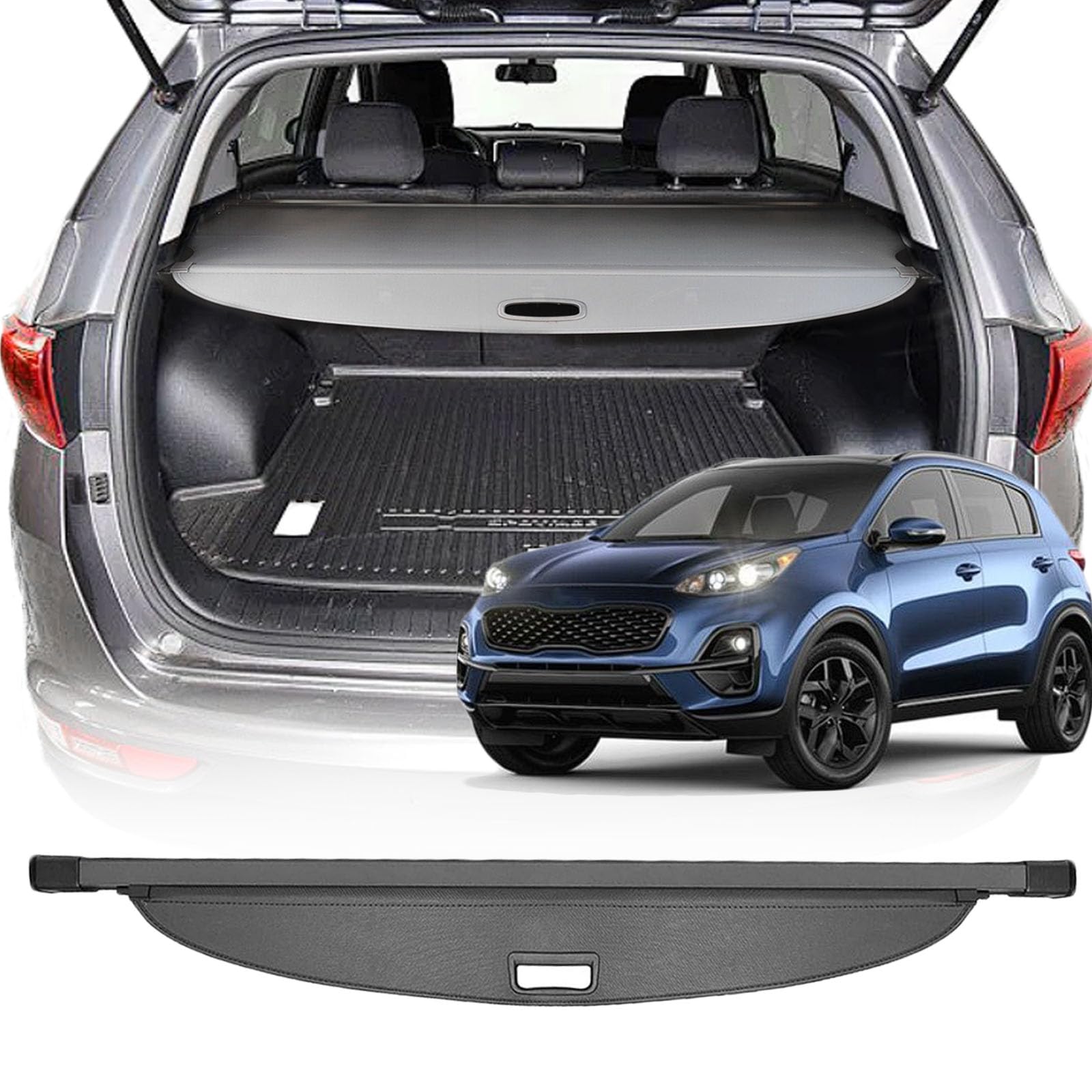 Cargo Cover for Kia Sportage 2017-2022 Accessories(Canvas), Retractable Trunk Cover Privacy Security Screen Luggage Shield Shade for Kia Sportage Accessories