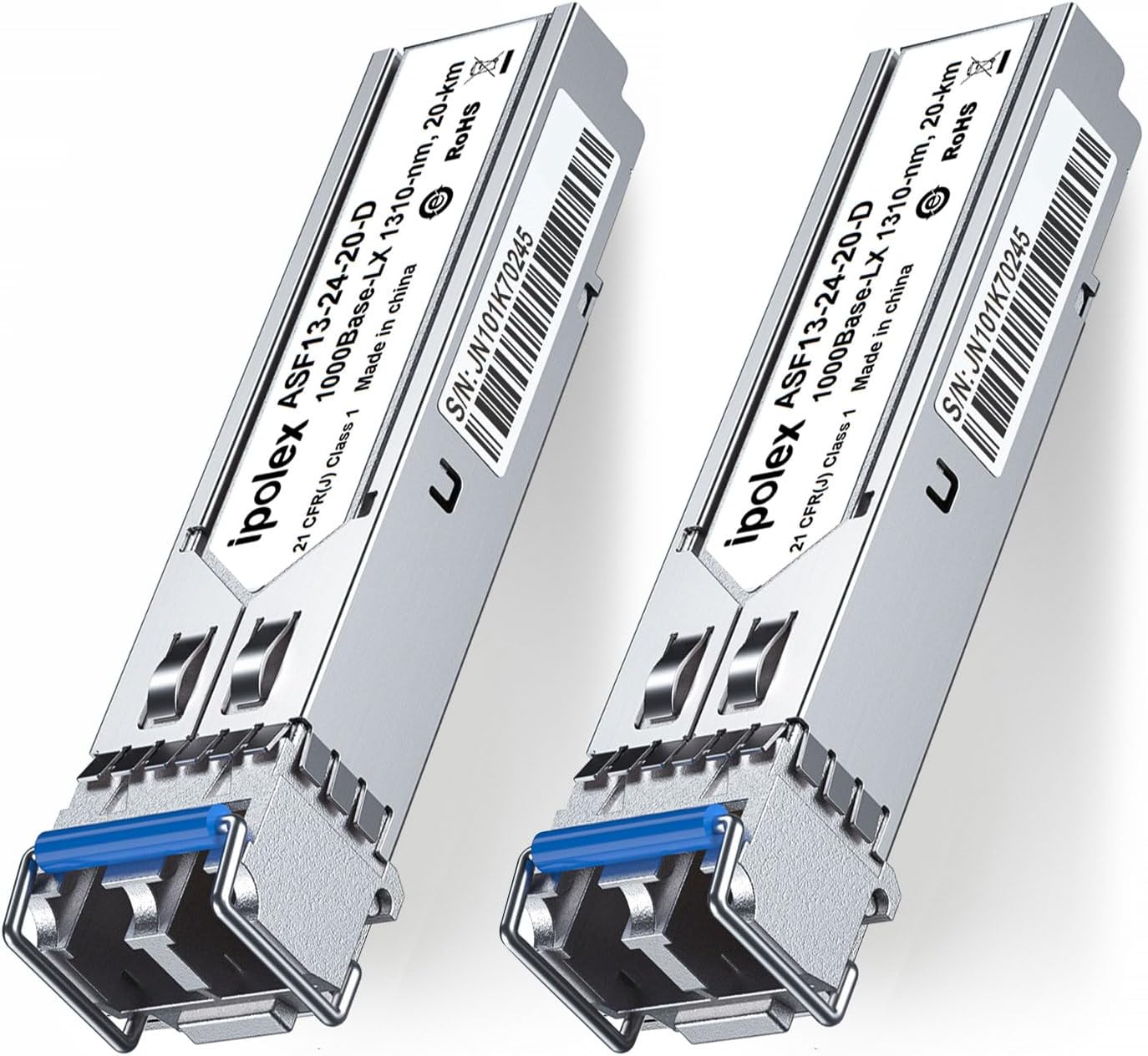 1.25G SFP Single Mode LC Transceiver, 1000Base LX Fiber SFP Module, 1310nm SMF, for Cisco GLC-LH-SMD, Ubiquiti UF-SM-1G, Meraki, TP-Link TL-SM311LS and More, 2 Pack