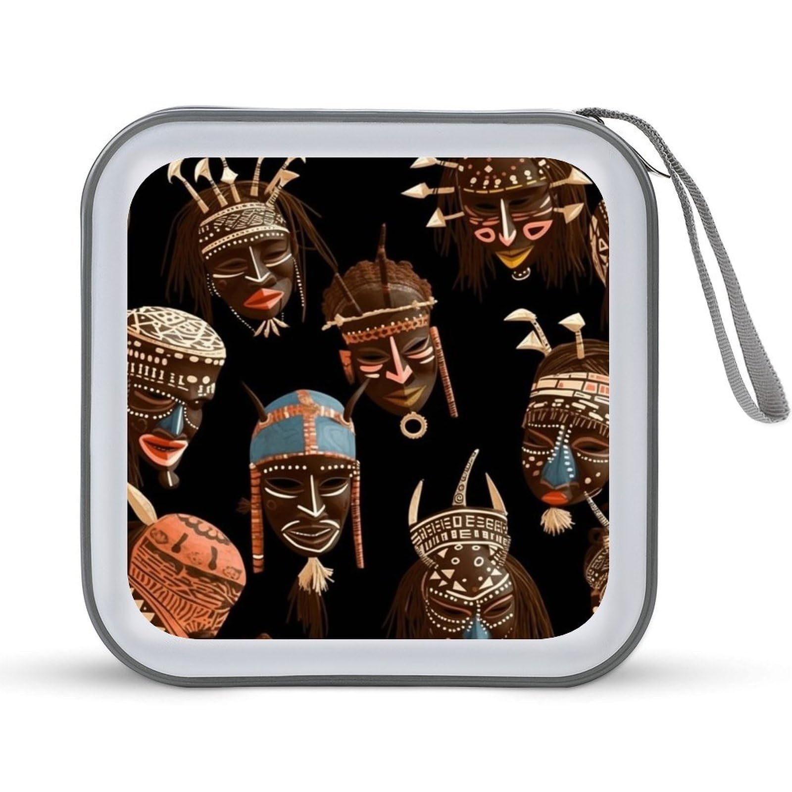 VstaDank African Ritual Tribal Tribal CD Case DVD Holder Storage Portable Carrying Binder Holder Wallet Large Storage Disc Wallet Bag Hard Plastic DVD Disc Case Large Media Binder Capacity 40 Sheets