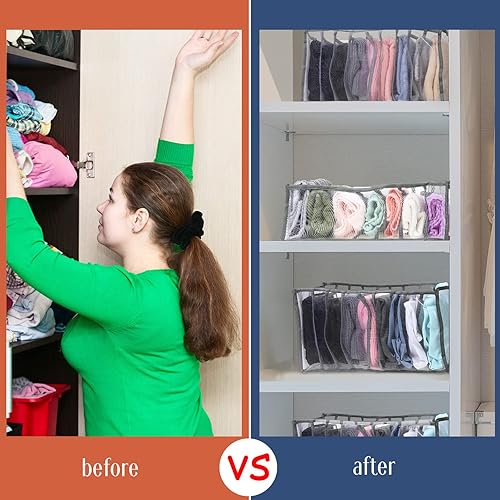 Miniatura 5 de Roowest Organizador de ropa para armario, 18 unidades, organizador de armario para ropa, plegable, lavable, divisores de cajones para ropa,