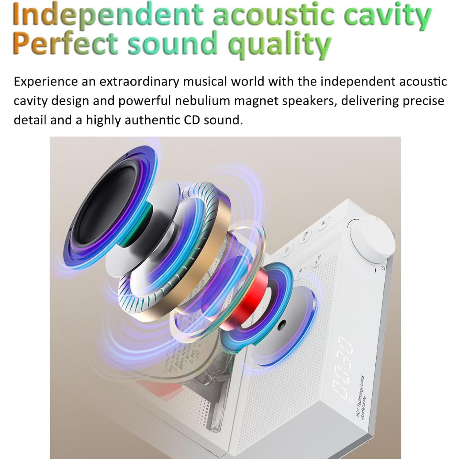 Lettore CD portatile Bluetooth con telecomando, 10 ore di autonomia, luci RGB, supporta CD MP3 WMA, ideale per la decorazione della casa e gli amanti della musica
