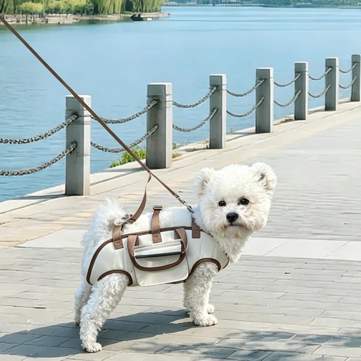YAODHAOD Hands Free Dog Backpack Carrier for Small Dogs, Breathable Pet Carrier with Adjustable Straps,Portable Shoulder Carrier Sling Backpack for Hiking, Camping, Walking, Short Trips (Brown, L)