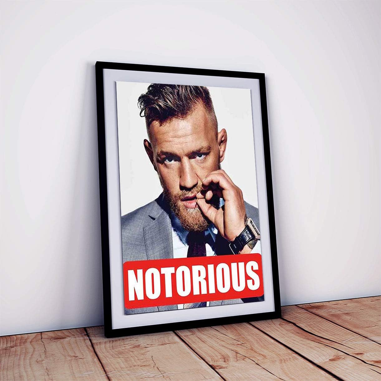 One click creations UFC Fighter Conor McGregor Poster Framed MMA Framed Wall Art (Multicolour, 12 X 18 inch)