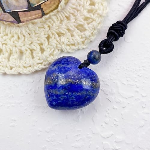 Miniatura 2 de EDEN'S CALL Collar con colgante de corazón de piedra de cristal tallada a mano para mujer, colgante de cuarzo curativo con cordón ajustable