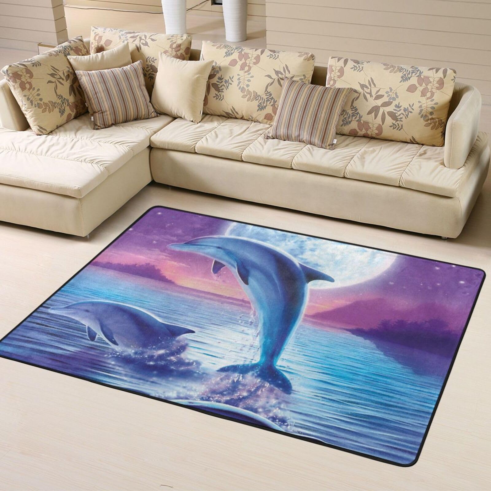 Tapis de salon dauphin haut de gamme en peluche épaisse et mousse mémoire