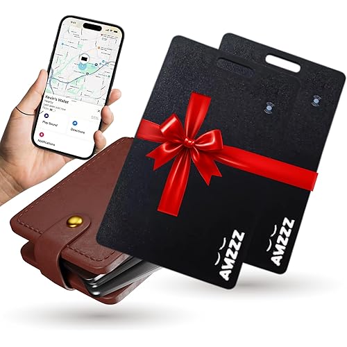 Pack 2 Apple Apple MFi Certified Wallet Tracker Card, Ultra-Slim 0.07in Rechargeable Item Finder, Works with Apple Find My (iOS Only), IP68 Waterproof Bluetooth Tracker Valentine’s Day Gift for Her