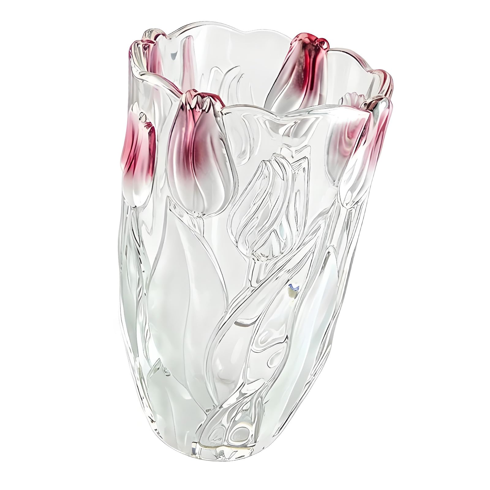 Glass Flower Vase with Stable Base Creative Tulips Shape Crystal Displaying Various Floral Arrangements Glass Flower