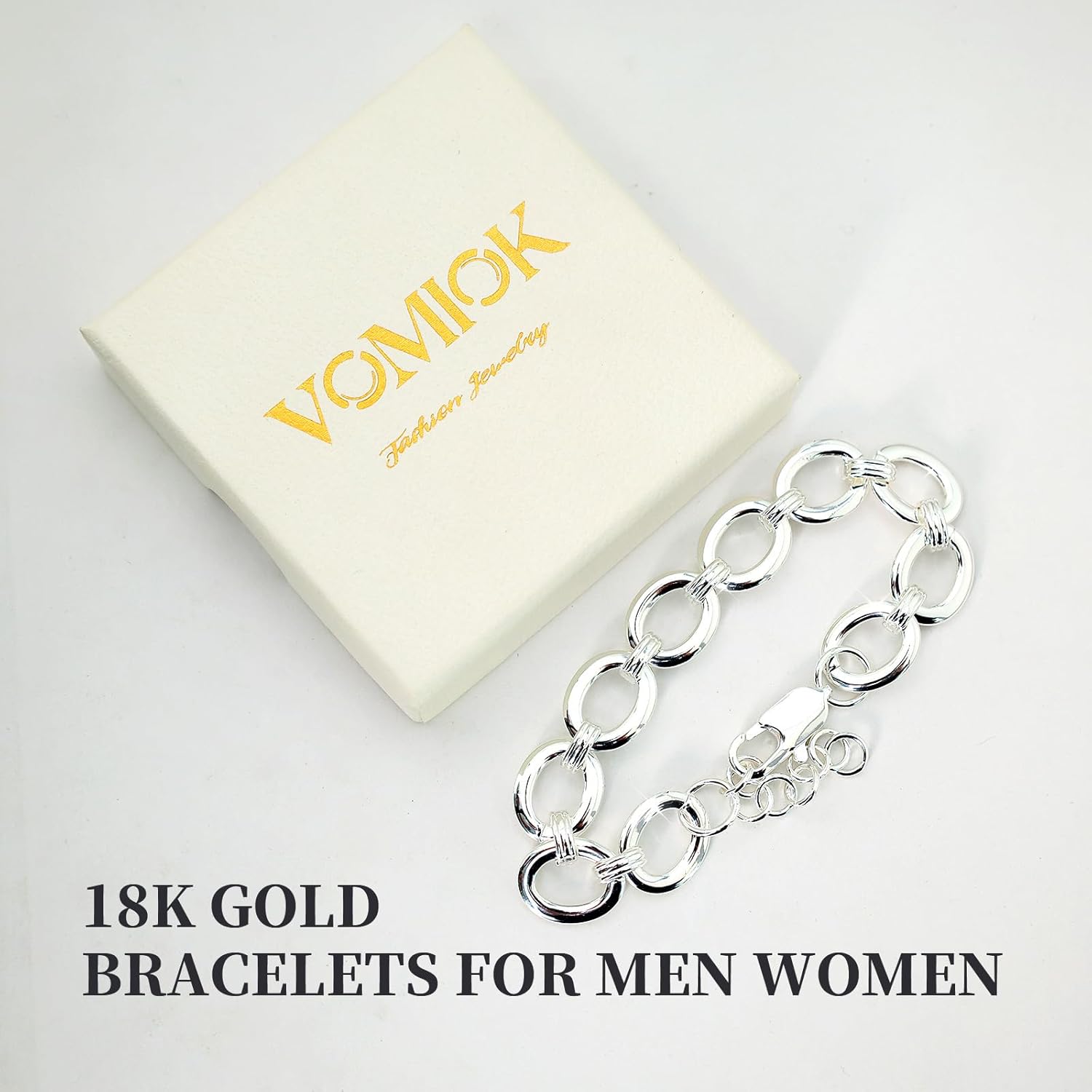 Chunky Gold Bracelets for Men Women, 18K Gold Plated Cuban Link Bracelet, Personality Handmade Chunky Bracelet Trendy Jewelry Gifts for Christmas Valentines Prom Birthday - Image 6