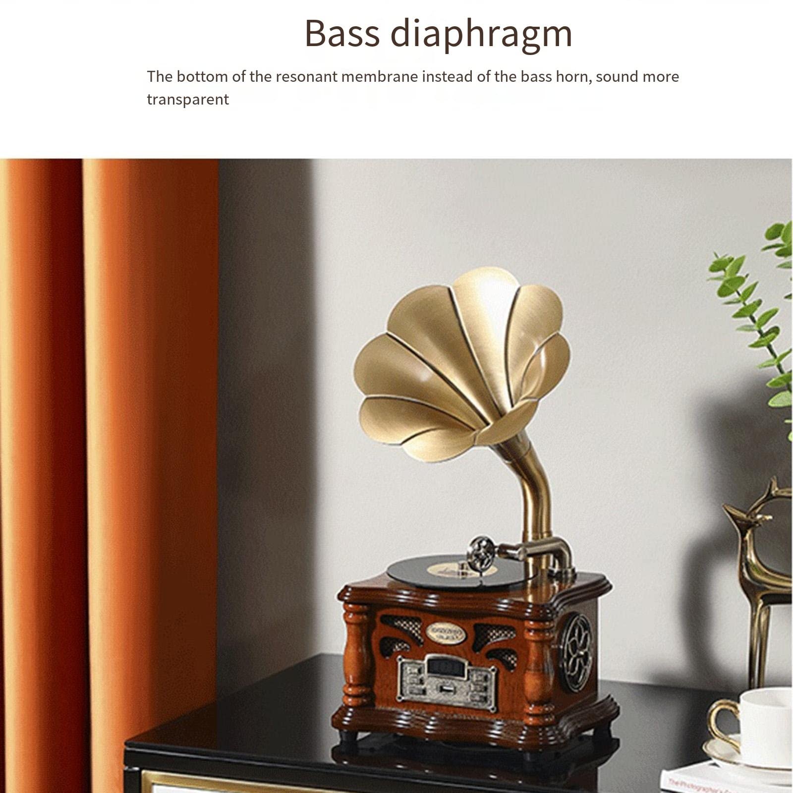 Grammofono audio Bluetooth retrò Altoparlante in legno europeo Altoparlante Bluetooth Imitazione Giradischi Audio,A