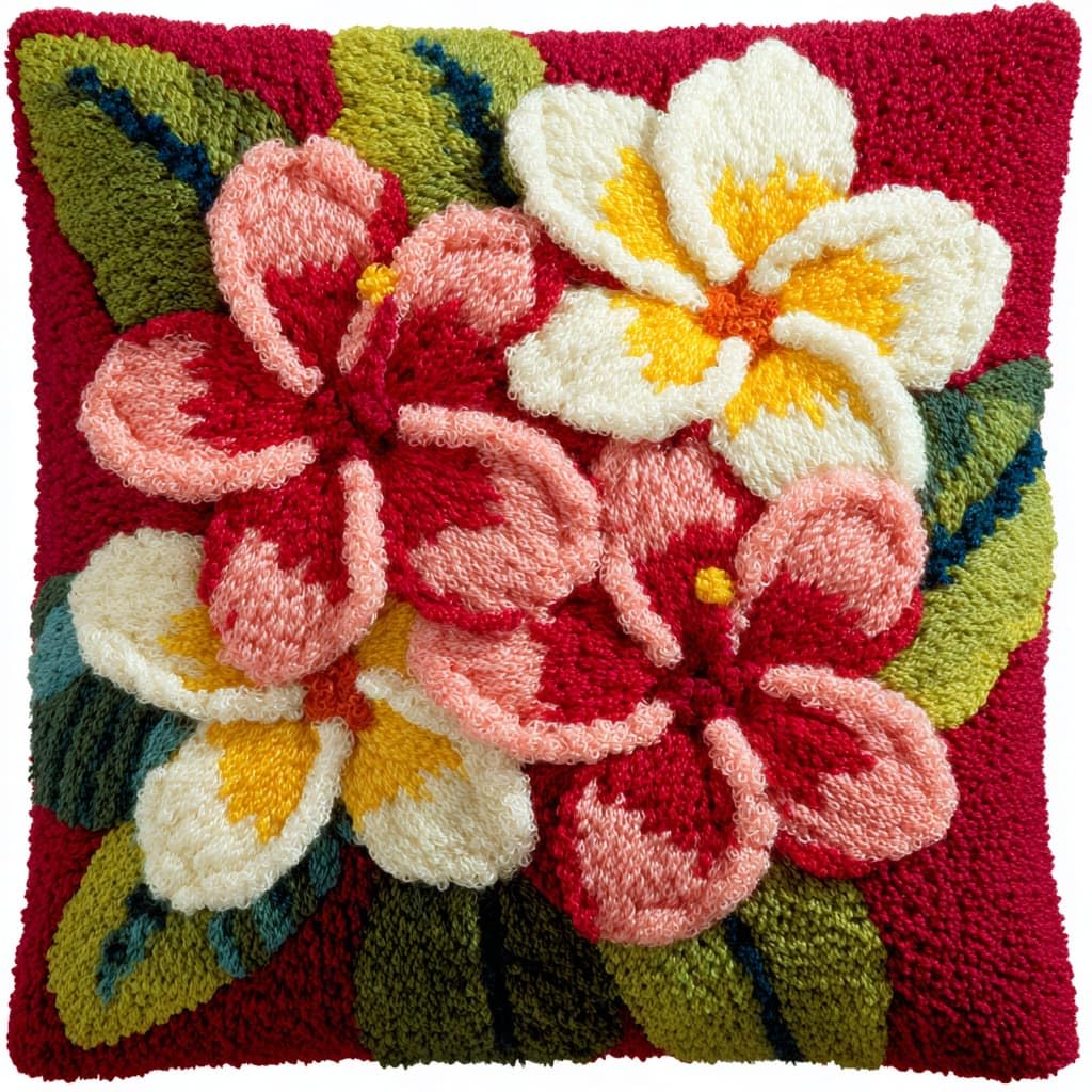 WallustrioaW Latch Hook Cushion Kits,Frangipani