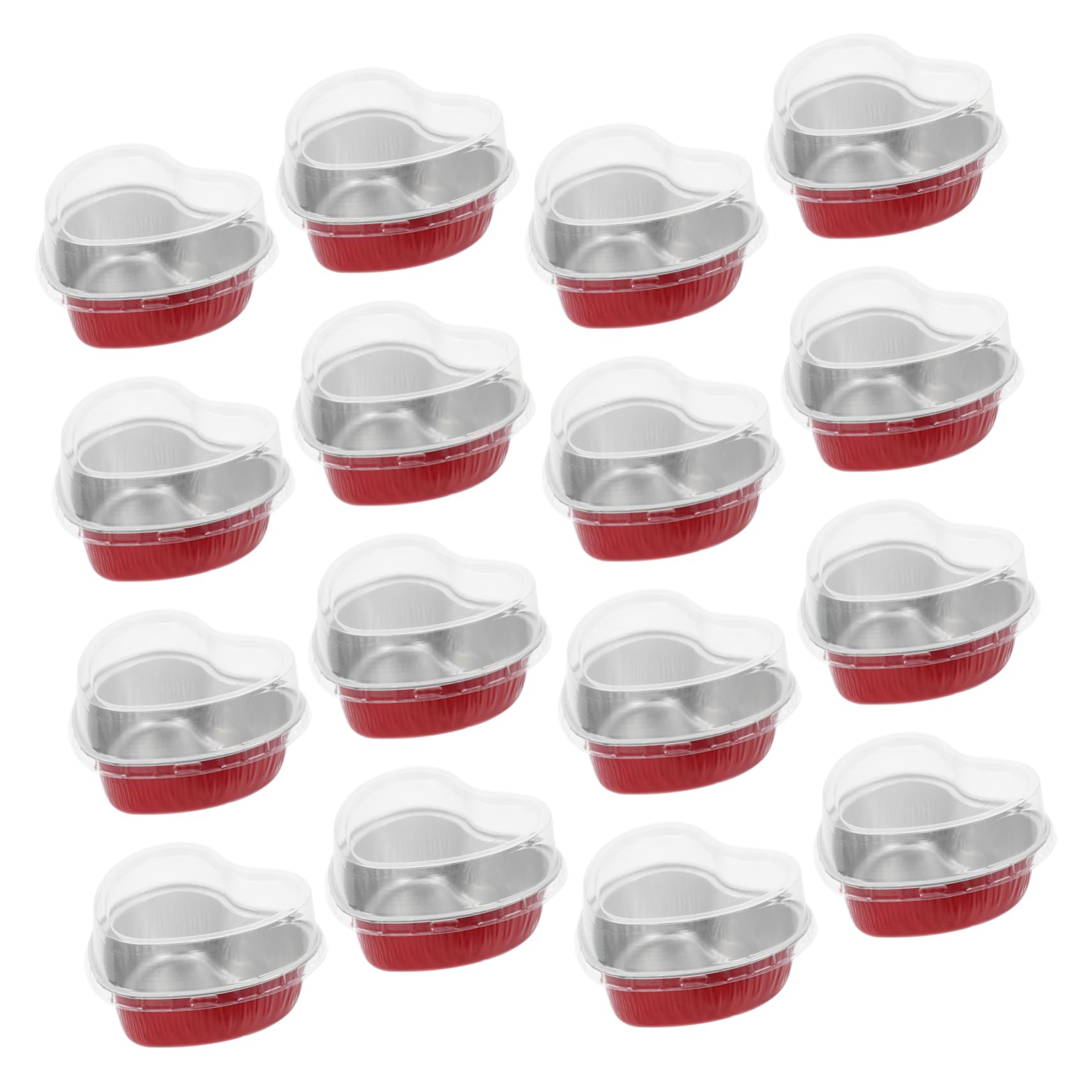 OFFSCH 100ml Heart Cup Aluminum Foil Baking Cups 50 Sets Easy to Use Sealed Ideal for Bbq Parties