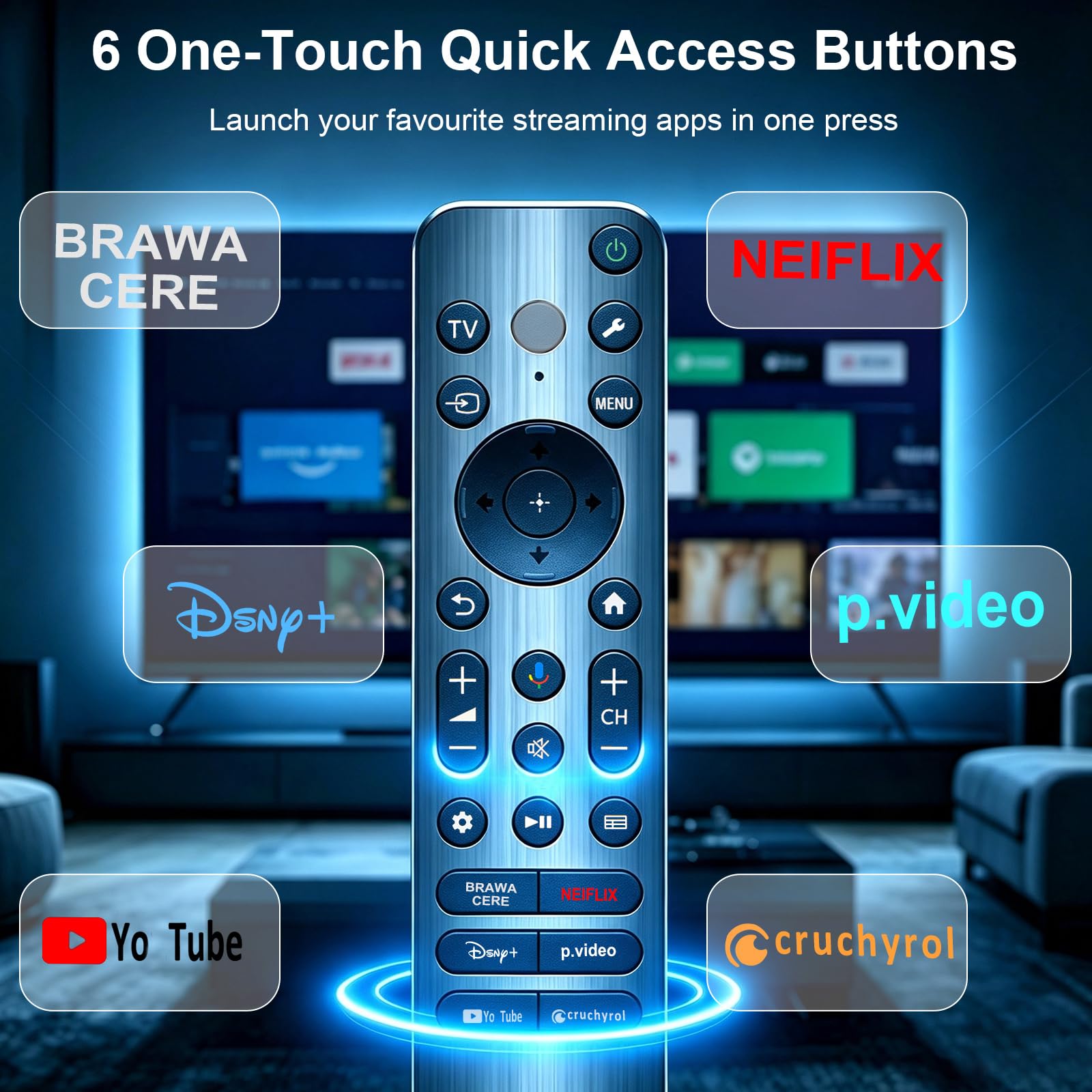 per Sony-Voice-Remote-Control con pulsanti retroilluminati Funziona con