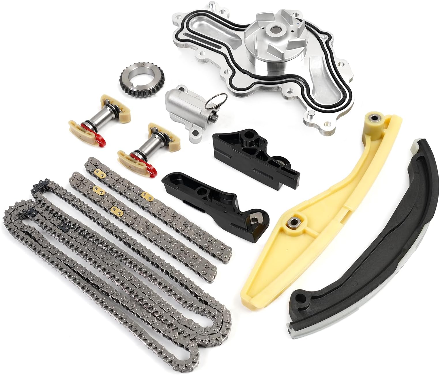 BHB Engine Timing Chain Kit with Water Pump Compatible with Ford F-150 F-150 Edge Explorer Taurus Police Flex Lincoln MKS MKZ MKX 3.5 3.7 L 2011-2019 Replace For 125-3340 BL3Z-6268-A AT4Z-6268-A