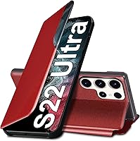 Vista 1 de Funda S22 Ultra Flip para Samsung Galaxy S22 Ultra 5G, Clear View Funda delgada de cuero para Samsung S22 Ultra Funda de teléfono con función atril