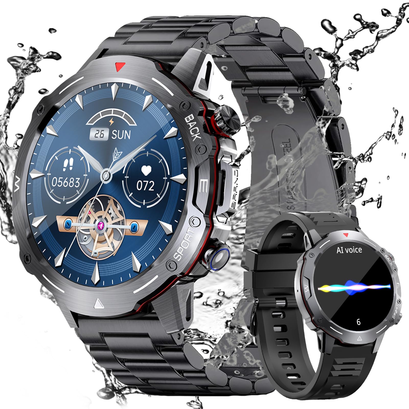 Efolen Reloj Inteligente Hombre, 1.39'' Smartwatch Hombre con Llamadas Bluetooth, 100+ Modos Deportivos Pulsera Actividad con Pulsómetro, Sueño, Impermeable IP67 Smart Watch para iOS Android, Negro