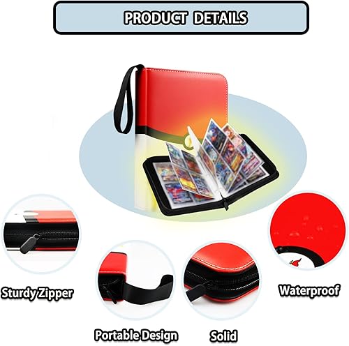 Miniatura 2 de Trovono Carpeta de tarjetas de 9 bolsillos, 900 bolsillos con 50 fundas, bolsa de almacenamiento de tarjetas impermeable portátil para álbum de