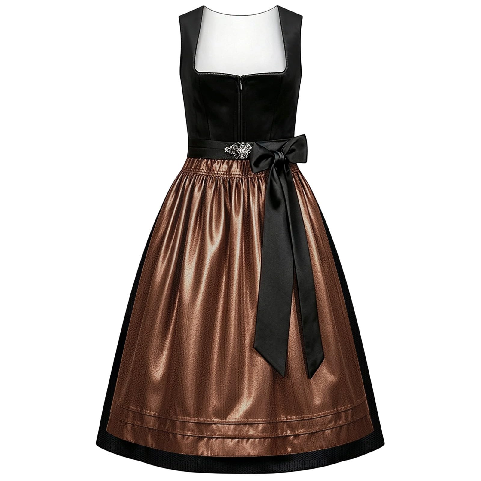 3-Teiliges Set Dirndl Damen Oktoberfest Damen Outfit Dirndlkleid Trachtenmode mit Trachtenbluse Schürze Midi Kleid Wiesn Outfit Trachtenkleid Volksfest