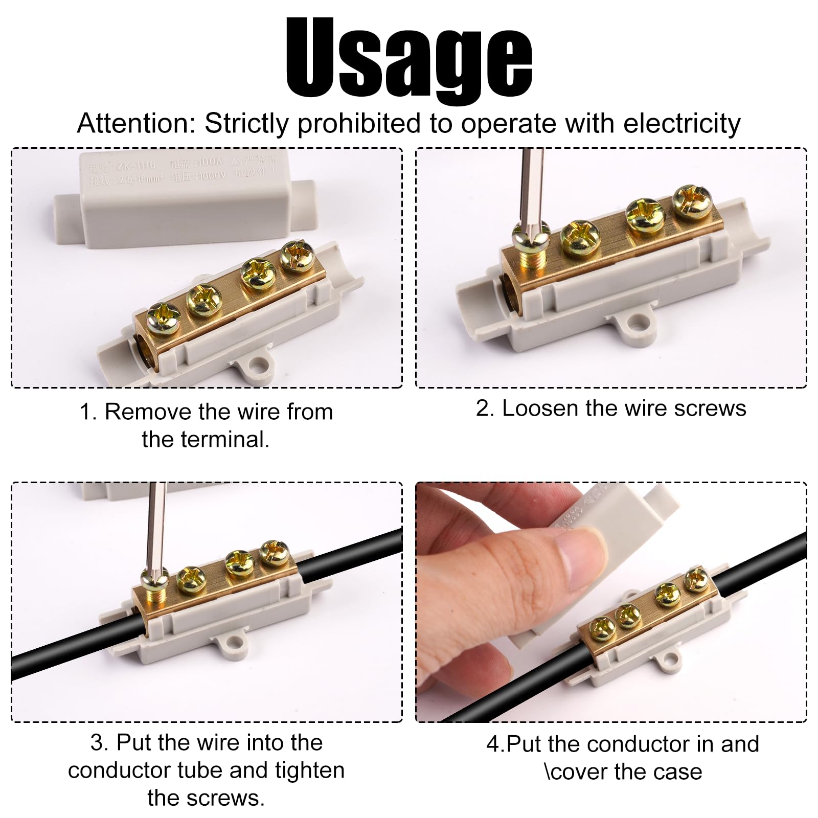 5 Pièces Connecteurs de Fils en Laiton à Double Vis Haute Performance en Laiton pour Câbles de 2,5 à 16 mm, Connecteur en à Double Vis Boîtier en ABS pour Plafonniers,Interrupteurs,Ampèremètres