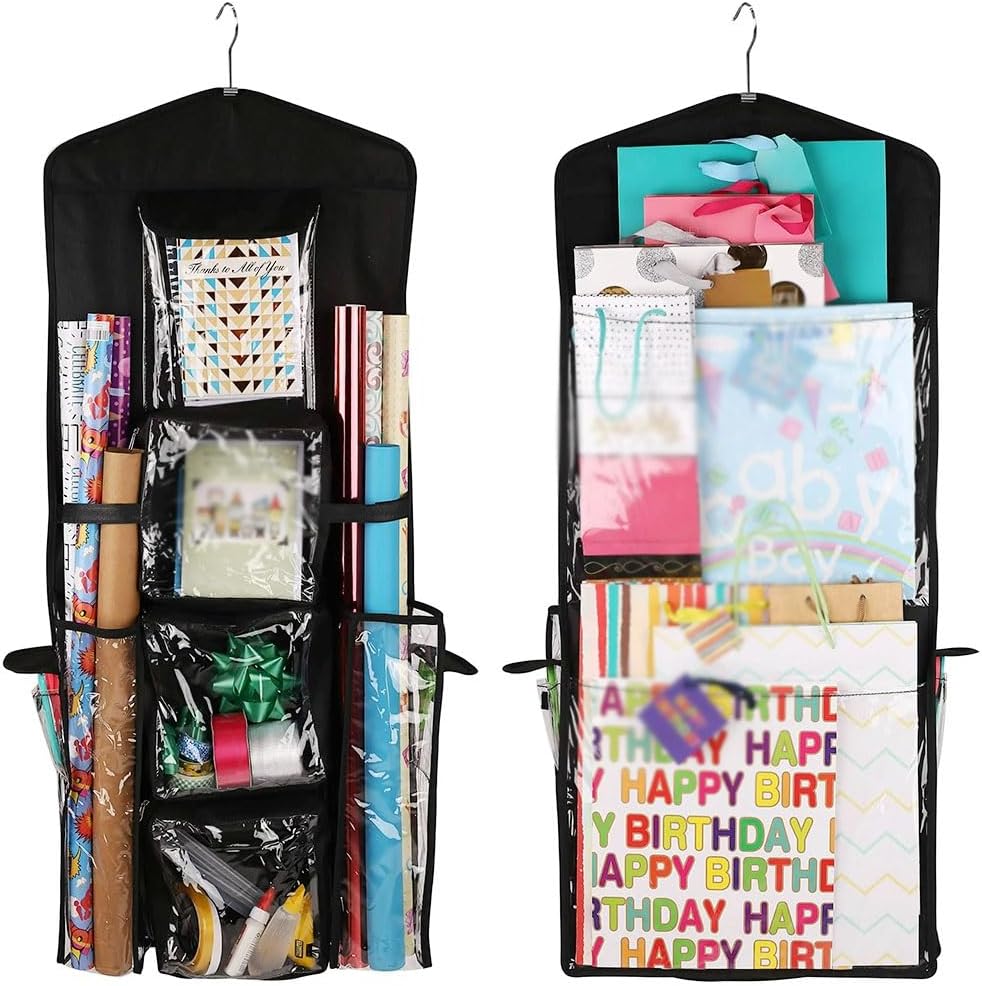 Organizer, 37x16 in Hanging Bag Organizer with Multiple Pockets Hanging Wrapping Paper Storage Gift Organizer