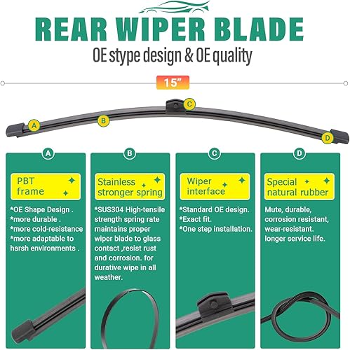 Vista 245 de 26" 20" 16" Windshield Wiper Blades Replacement for Dodge Grand Caravan 2008-2020 / Chrysler Town & Country 2008-2016 Premium All Weather Front Rear