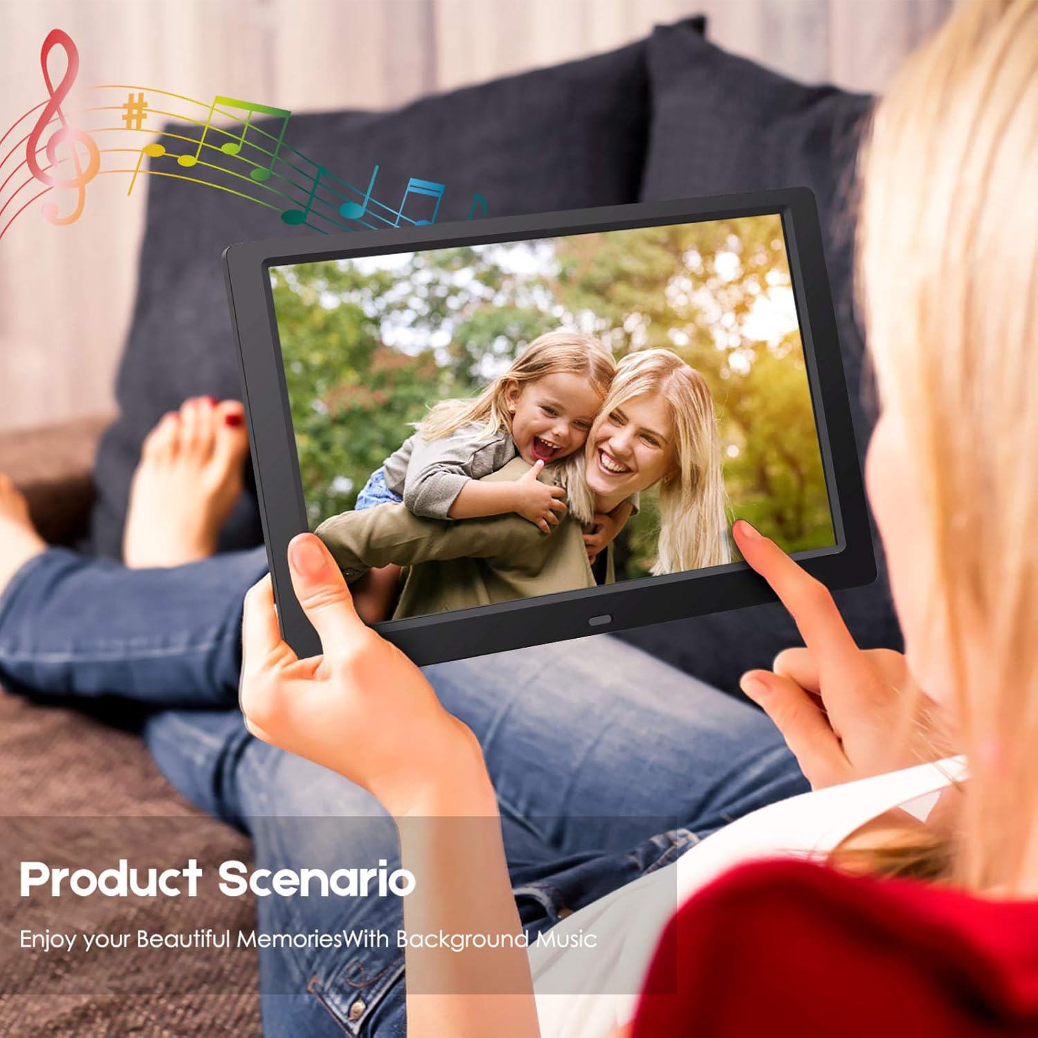 TOP оƒƒERS 10 Inch Digital Picture Frame - HD IPS Display, Digital Photo Frame with 1080P Video, Music, Calendar, Alarm, Support USB and SD Card