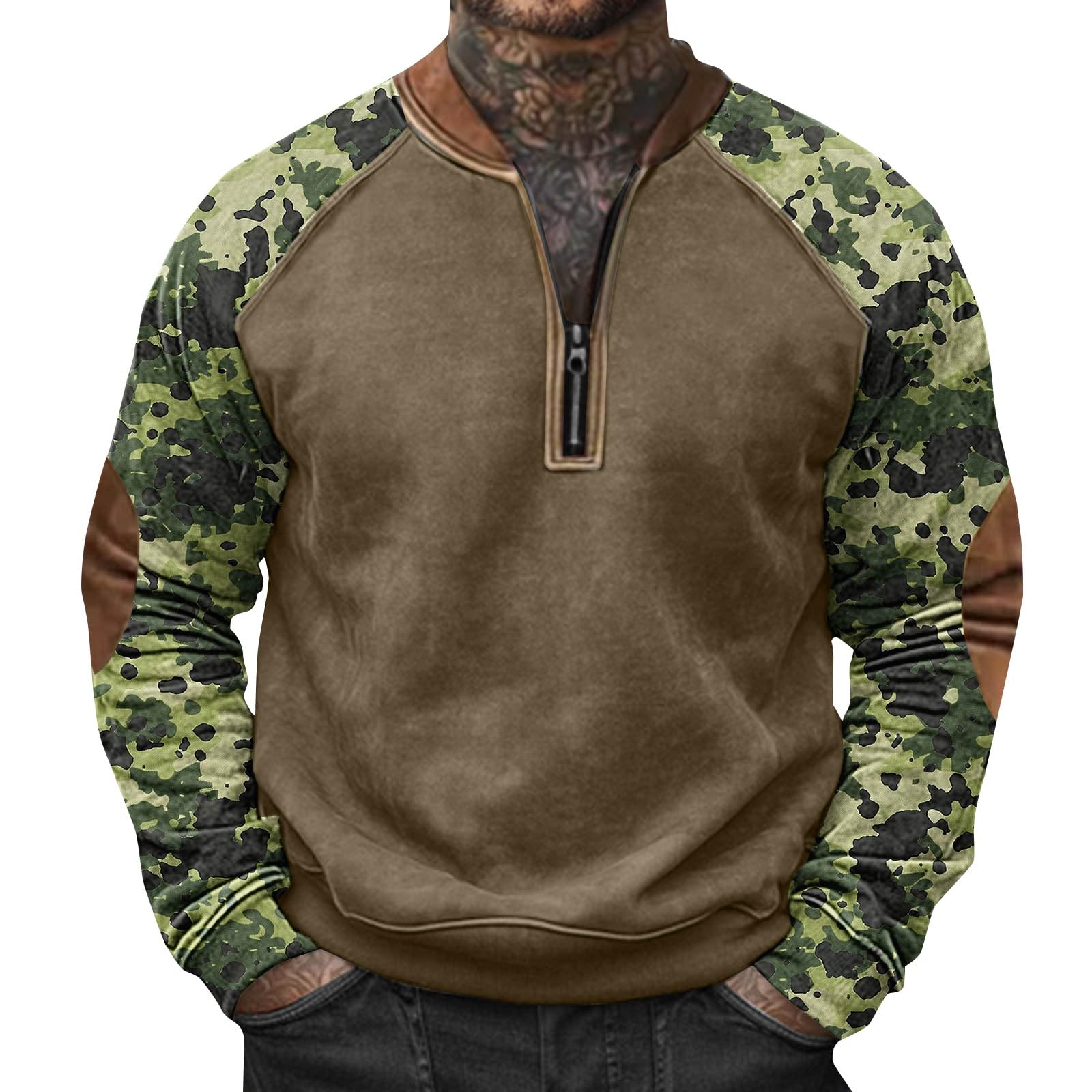 Ropa Anti UV Hombre Men Quater Zip Pullover Casual Stylish Contrast Long Sleeve Crewneck Athletic Sweatshirt Performance Tops Detalle Suegra Gym Kit De Pesca para Sudaderas Hombres