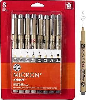 SAKURA Pigma Micron Fineliner Pens - Archival Gray Ink Pens - Pens for Writing, Drawing, or Journaling - Assorted Point Si...