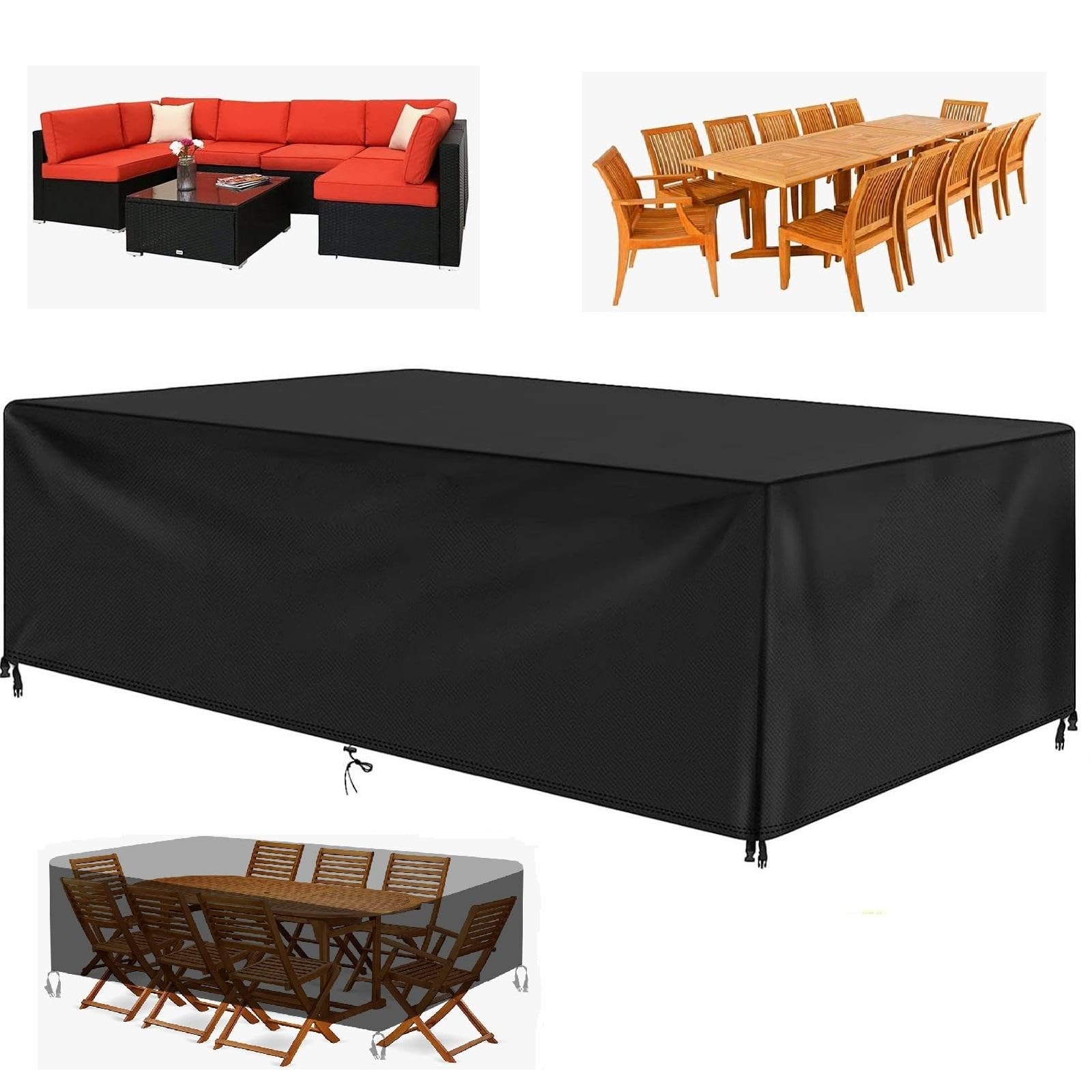 Hoezen voor tuinmeubilair/tuinhoezen waterdicht, 50 x 55 x 40 cm, hoes tuinmeubelen opgewaardeerd scheurbestendig rotan tuinmeubelhoezen rechthoekig/vierkant zwart anti-UV outdoor tafelhoes
