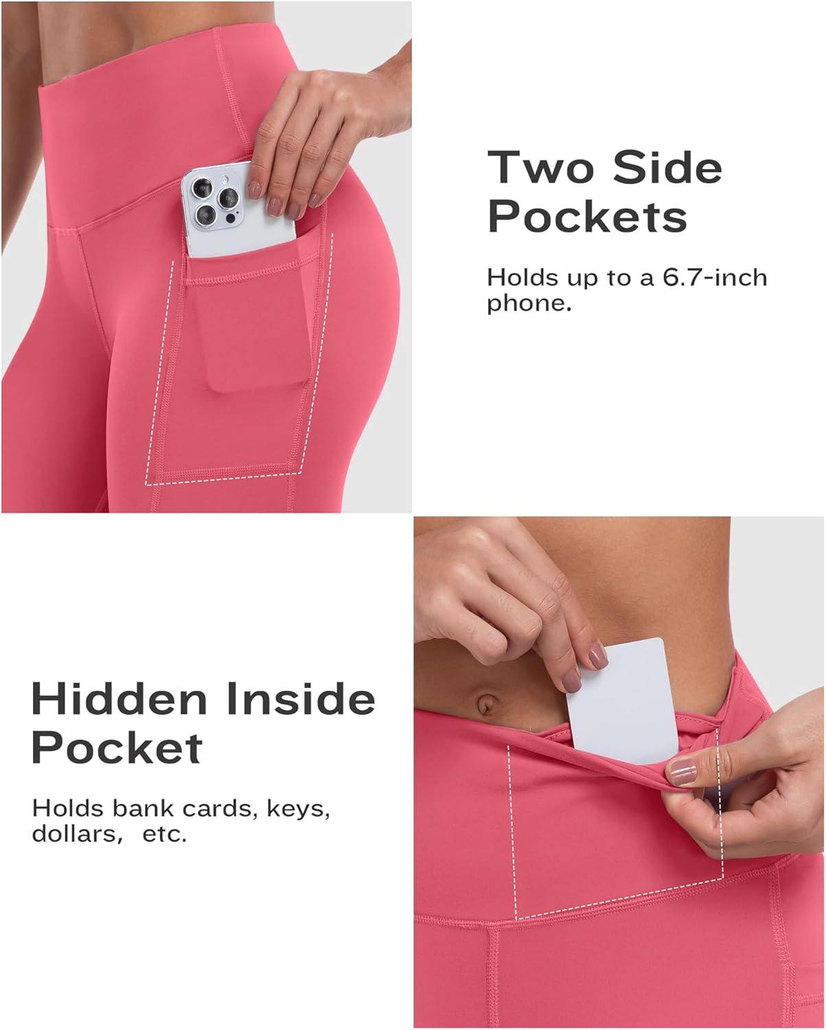 ATHVOTAR Biker Shorts Women with Pockets - 3"/5"/8" High Waisted Workout Spandex Tummy Control Gym Running Yoga Shorts - Image 3