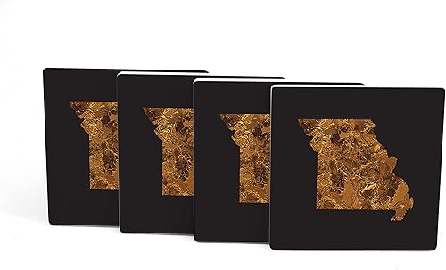 Joyride - Juego de 4 posavasos de cerámica, 4 posavasos cuadrados de 4 pulgadas, parte trasera de corcho antideslizante, protege las superficies,