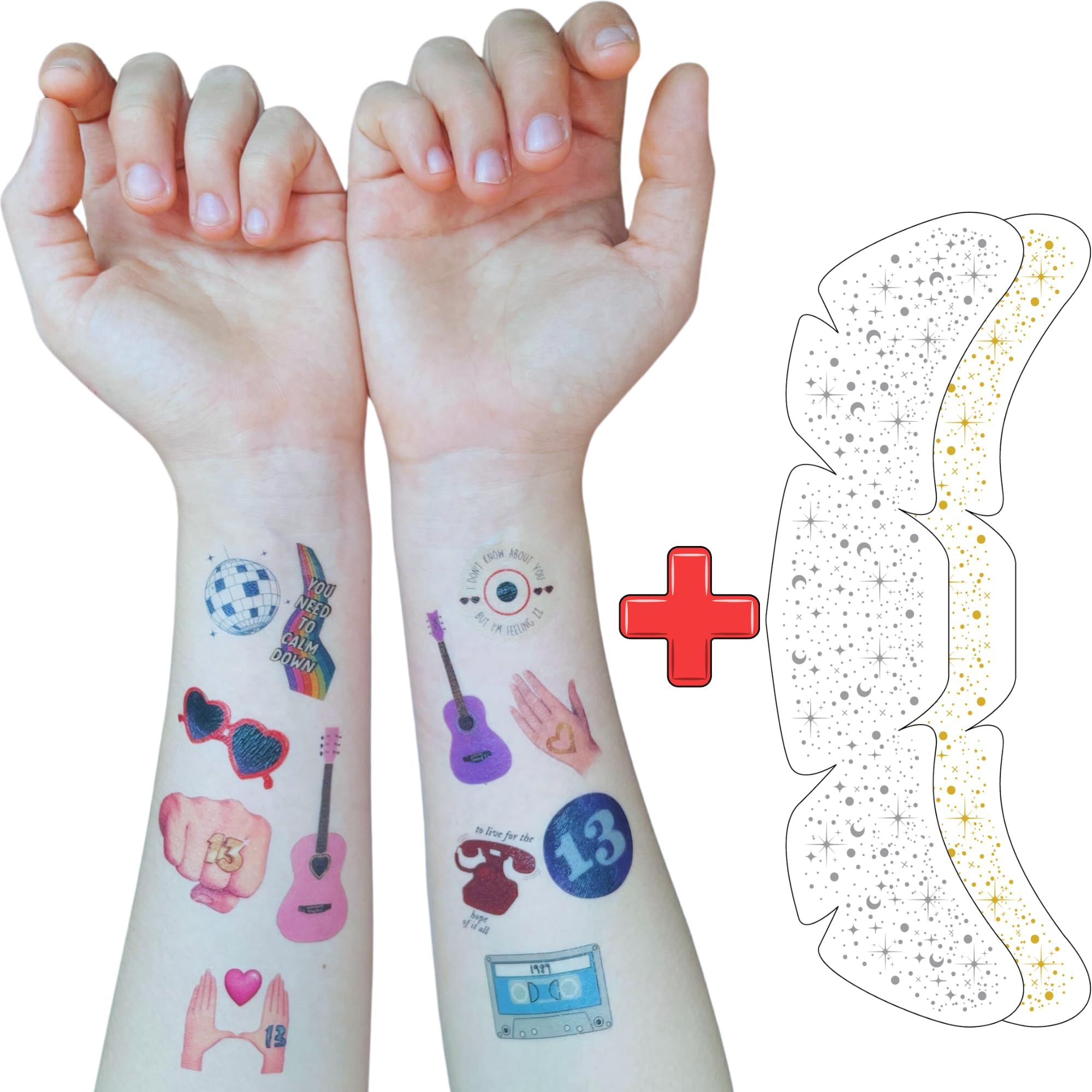 BacktopeiaTemporary Tattoos Gift For Fan Birthday Party Decorations | 50Pcs Hand Face Tattoo Stickers Party Favor Party Supplies Gift For Kid Boy Girl Adult Pretty Christmas Gift