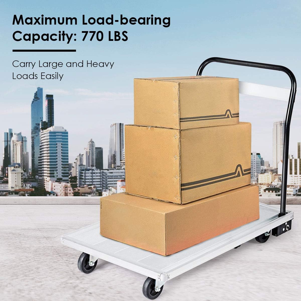 Goplus Folding Aluminum Platform Truck, 770 Lbs Moving Platform Dolly Push Cart with Swivel Wheels and Non-Slip Platform Surface, Rolling Flatbed Hand Truck : Industrial & Scientific