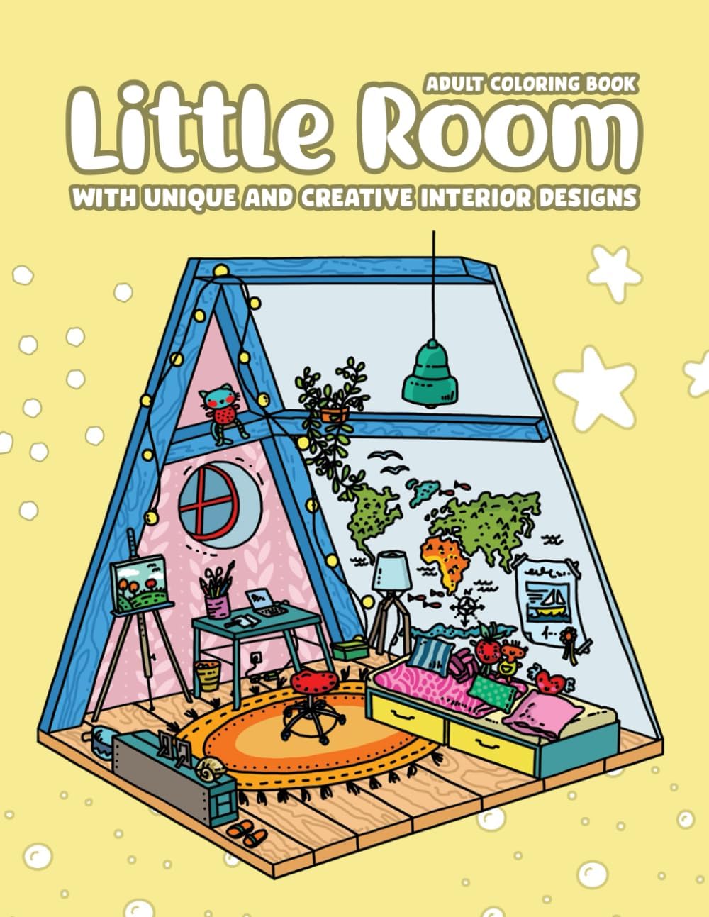 Independently published Little Room Coloring Book, Unique & Creative Interior Designs: Pocket Spaces Features Tiny, Cozy & Peaceful Illustrations For Stress Relief And Relaxation