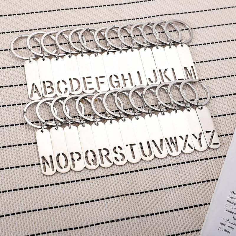 Vertical Bar Initial Keychain for Women Men,Alphabet Letter Keychains Accessories Gifts For Car,Backpacks,Bag - Image 2