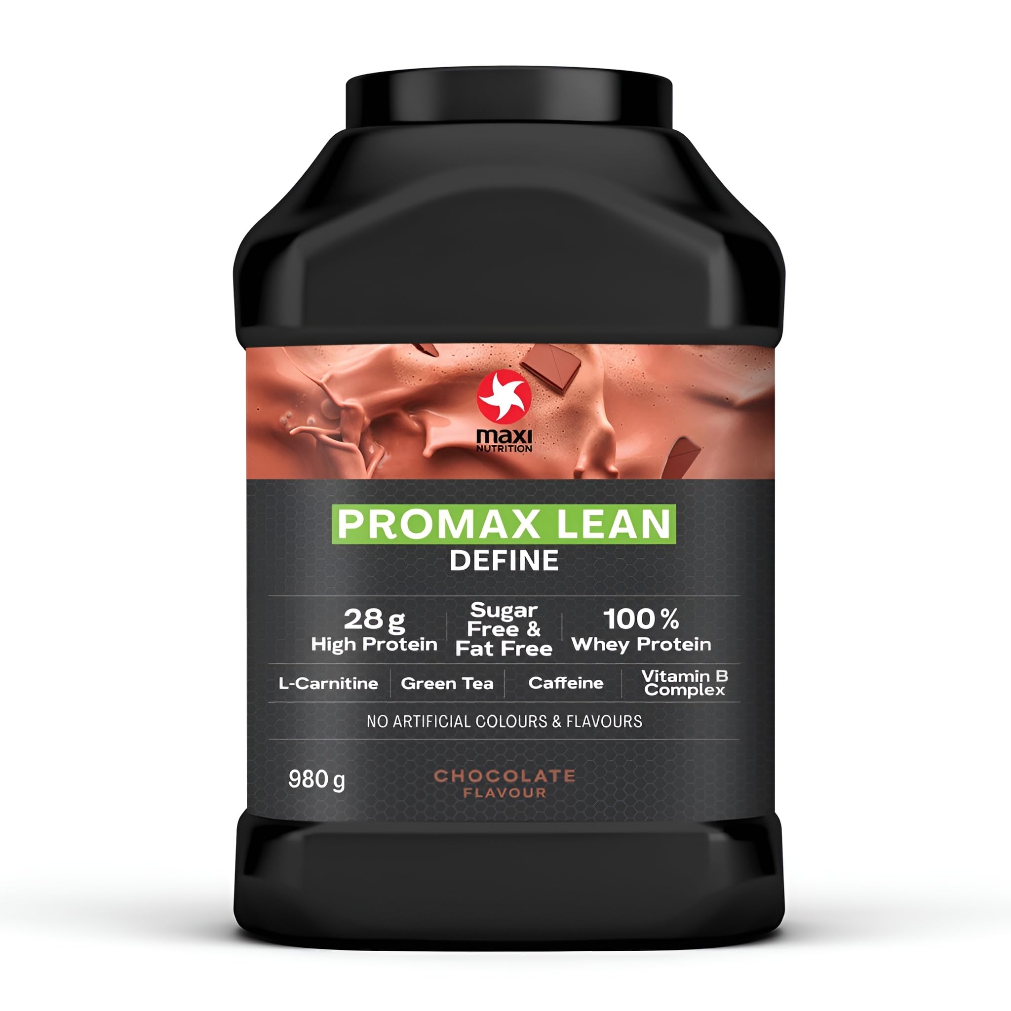 MaxiNutrition - Promax Lean, Chocolate - Whey Protein Powder for Lean Muscle Development - Sugar Free, Fat Free, 28g Protein, 128 kcal per Serving, 980g