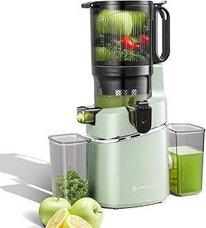 AMZCHEFHands Free Automatic Juice Extractor, 135mm Opening and 1.8L Capacity Whole Fruit and Vegetable Juice Extractor, 250W Slow Juice Extractor with Triple Filter - Green